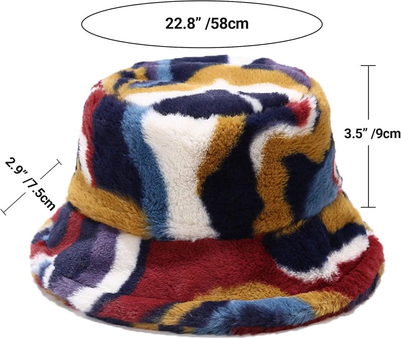 Umeepar Winter Faux Fur Fuzzy Bucket Hat Fluffy Warm Hat for Women Men - Image 5